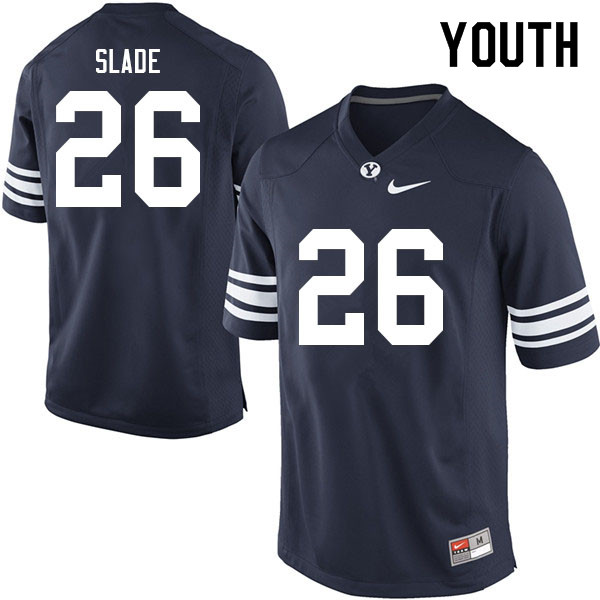 Youth #26 Ethan Slade BYU Cougars College Football Jerseys Sale-Navy